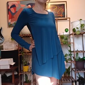 Elegant Blue Long Sleeve Dress